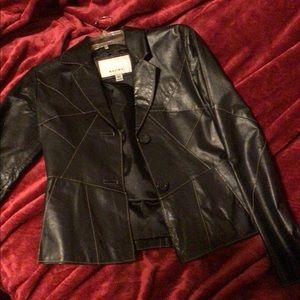 Wilson’s Leather black patchwork blazer jacket XS